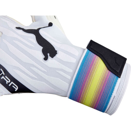 PUMA Ultra Grip 1 Hybrid Pro Goalkeeper Gloves - White, Black, Spring Break, Deep Orchard & Yellow Alert - Image 6
