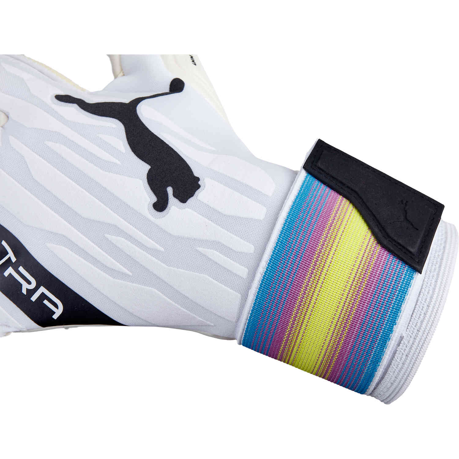 PUMA Ultra Grip 1 Hybrid Pro Goalkeeper Gloves White Black Spring Break Deep Orchard Yellow Alert