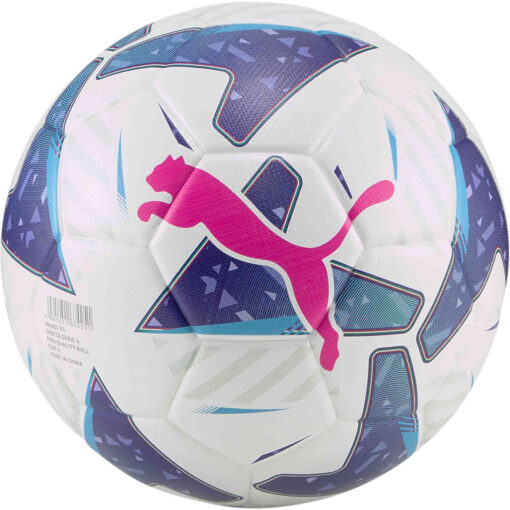 PUMA Orbita Serie A Training Soccer Ball 22/23 - White, Blue Glimmer & Sunset Glow - Image 2