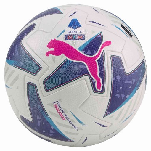 PUMA Serie A Winter Orbita Offcial Match Soccer Ball - Pele Yellow & Blue Glimmer with Multicolour2023/24