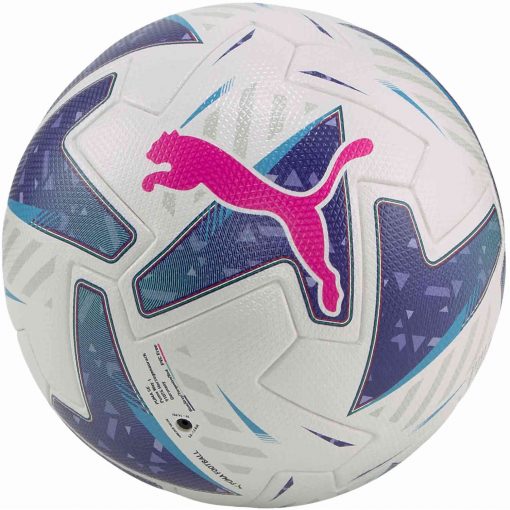PUMA Serie A Winter Orbita Offcial Match Soccer Ball - Pele Yellow & Blue Glimmer with Multicolour2023/24 - Image 2
