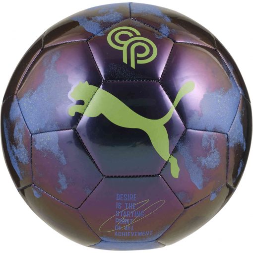 PUMA Christian Pulisic Training Soccer Ball - New Navy & Green Glare with Elekro Purple
