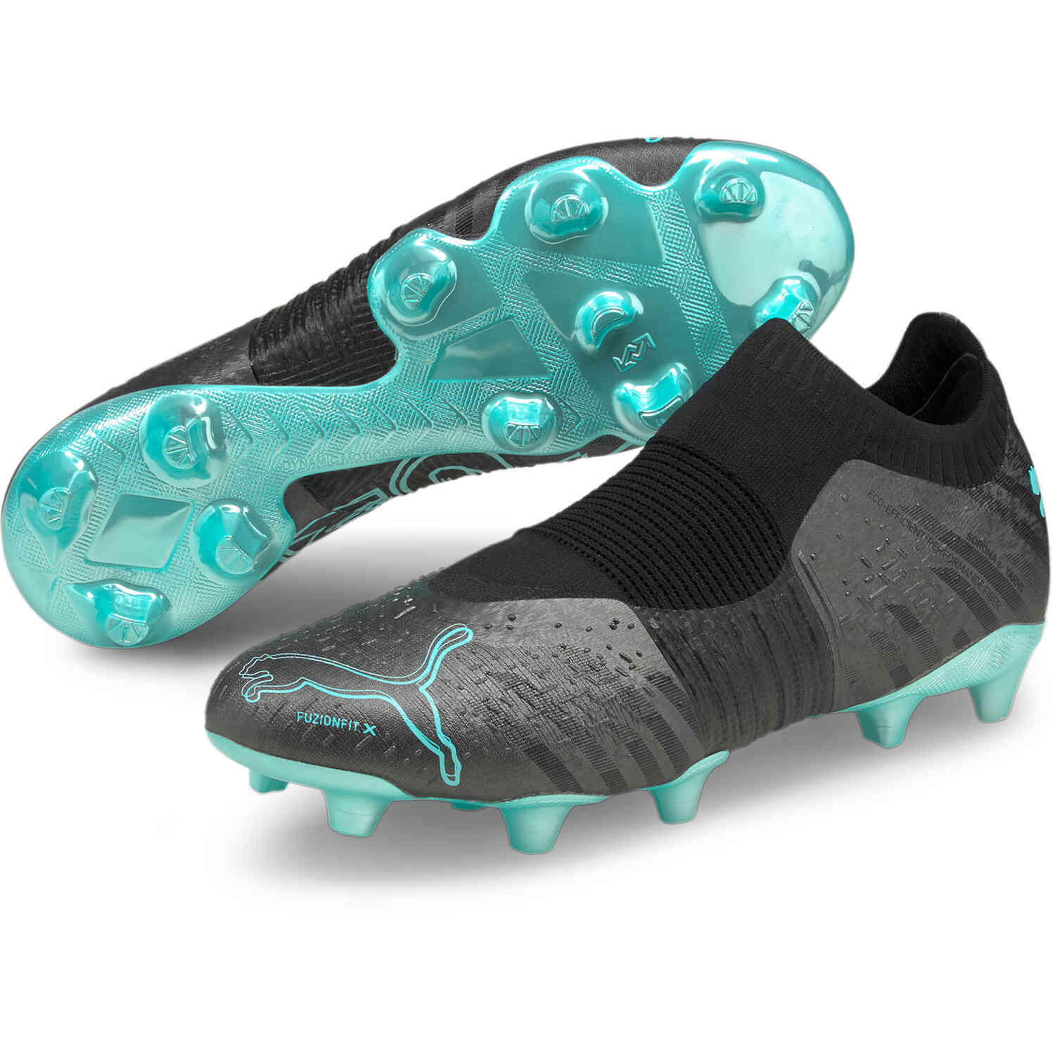 PUMA Future Z Tech 1.2 FG/AG Soccer Cleats - Elektro Aqua & Aged Silver with Black Soccer Master