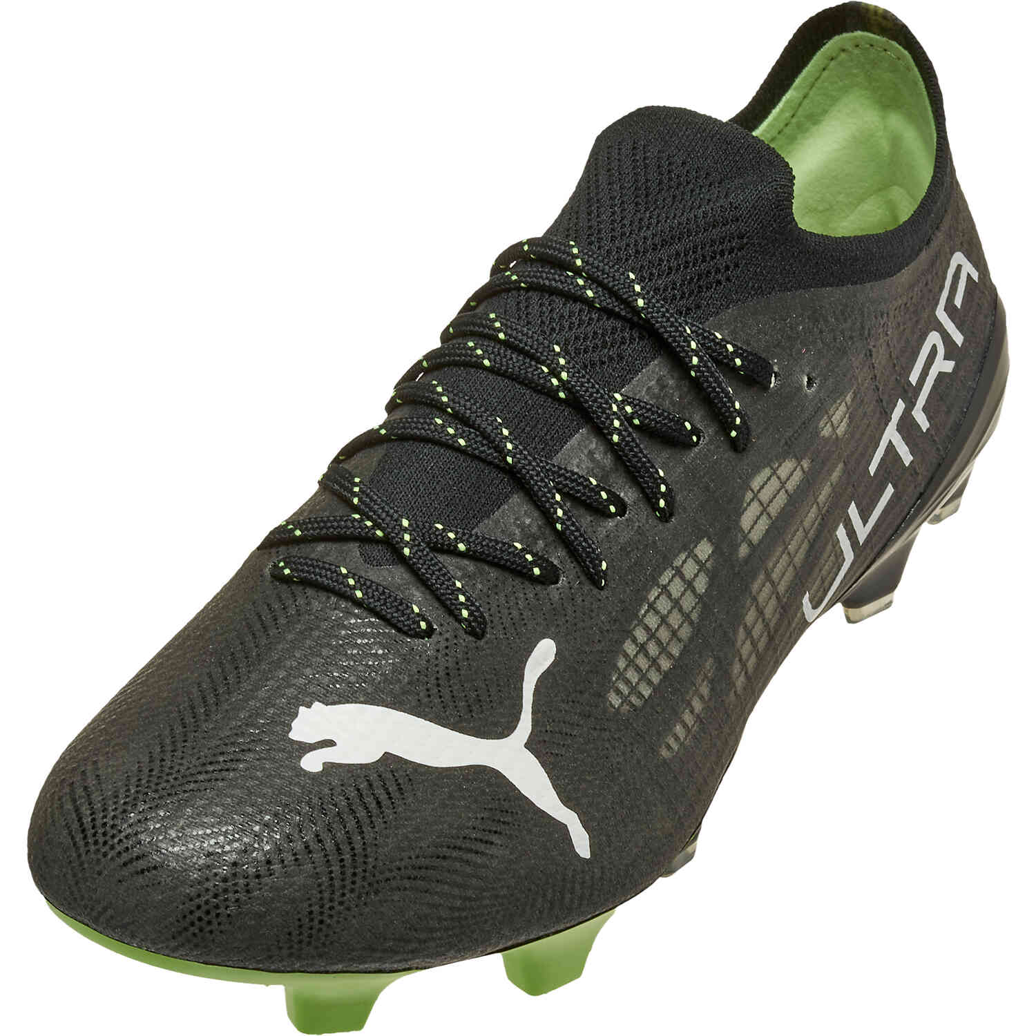 PUMA ULTRA 1.4 FG/AG Soccer Cleats - Black & White with Fizzy Light