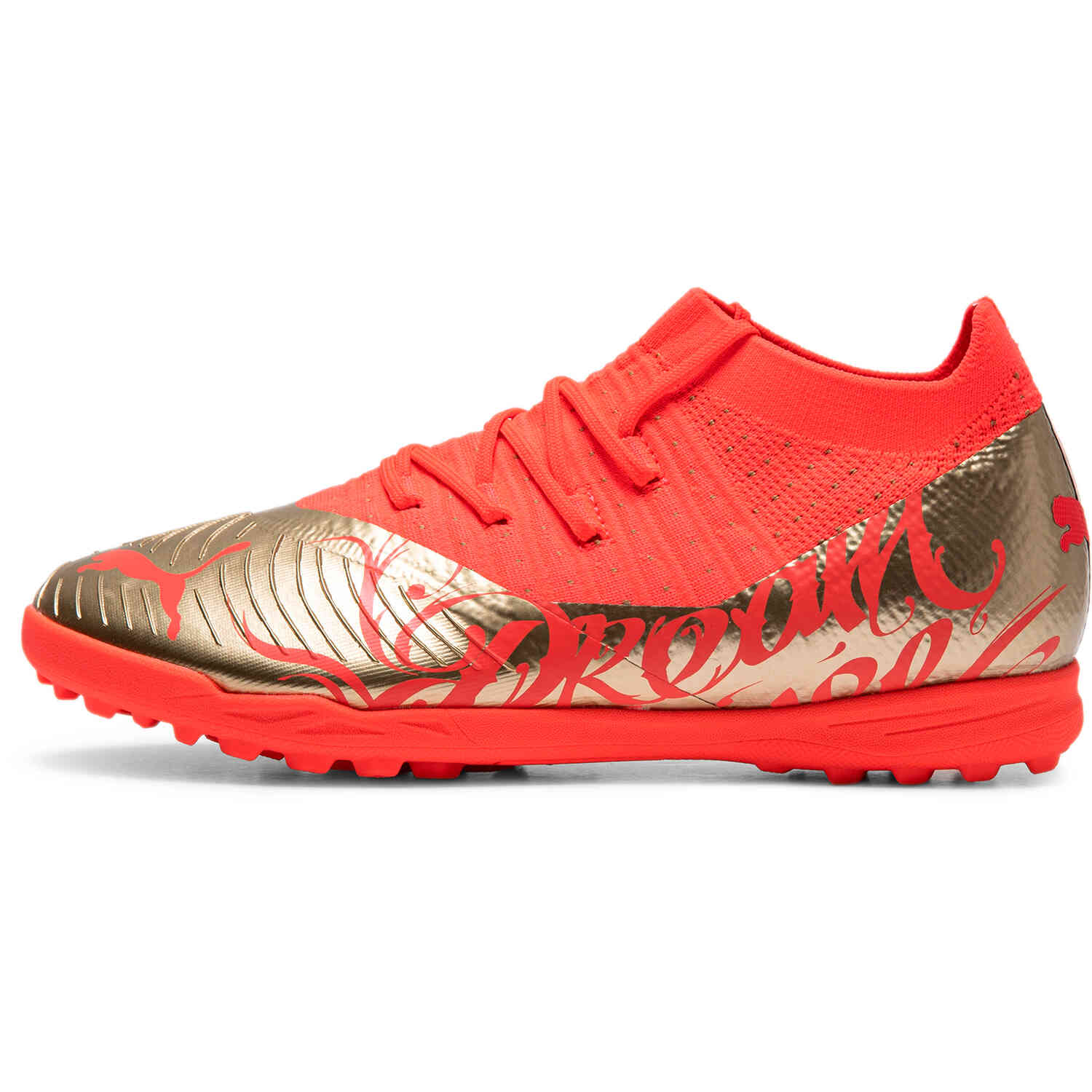 Kids PUMA FUTURE 3.4 TT Neymar Turf Soccer Shoes Fiery Coral