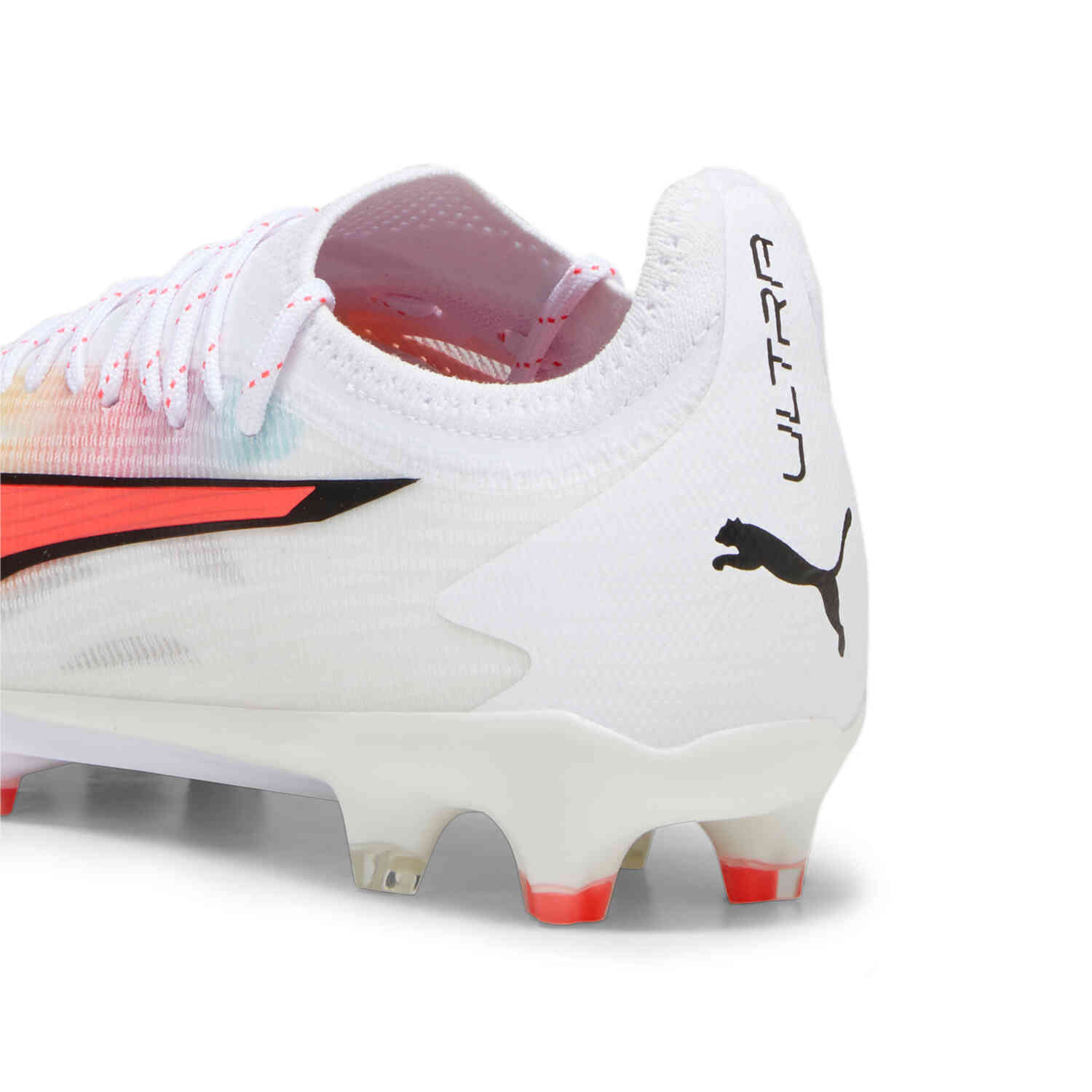 PUMA ULTRA ULTIMATE FG/AG Soccer White, - Fire - Master Black Cleats Orchid Soccer 