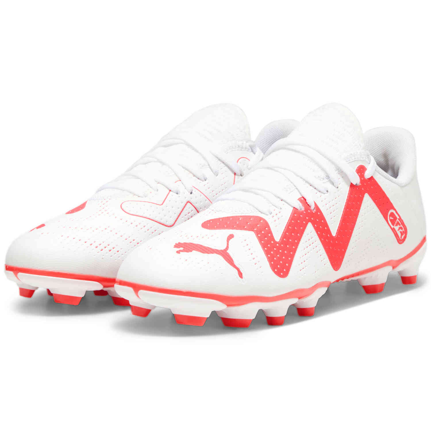 Kids PUMA Future Play FG AG Soccer Cleats White Black Fire