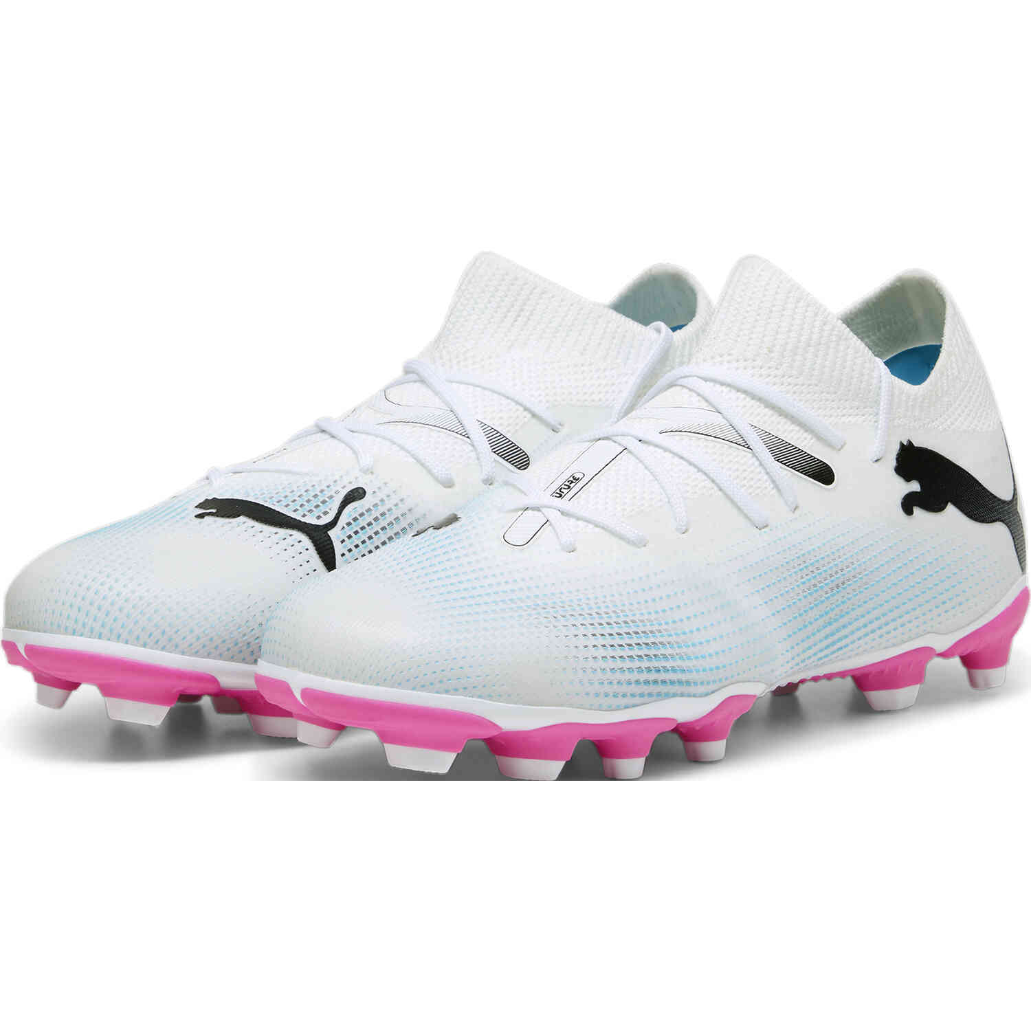 Kids PUMA Future 7 Match FG AG Soccer Cleats PUMA White PUMA Black Poison Pink Soccer Master