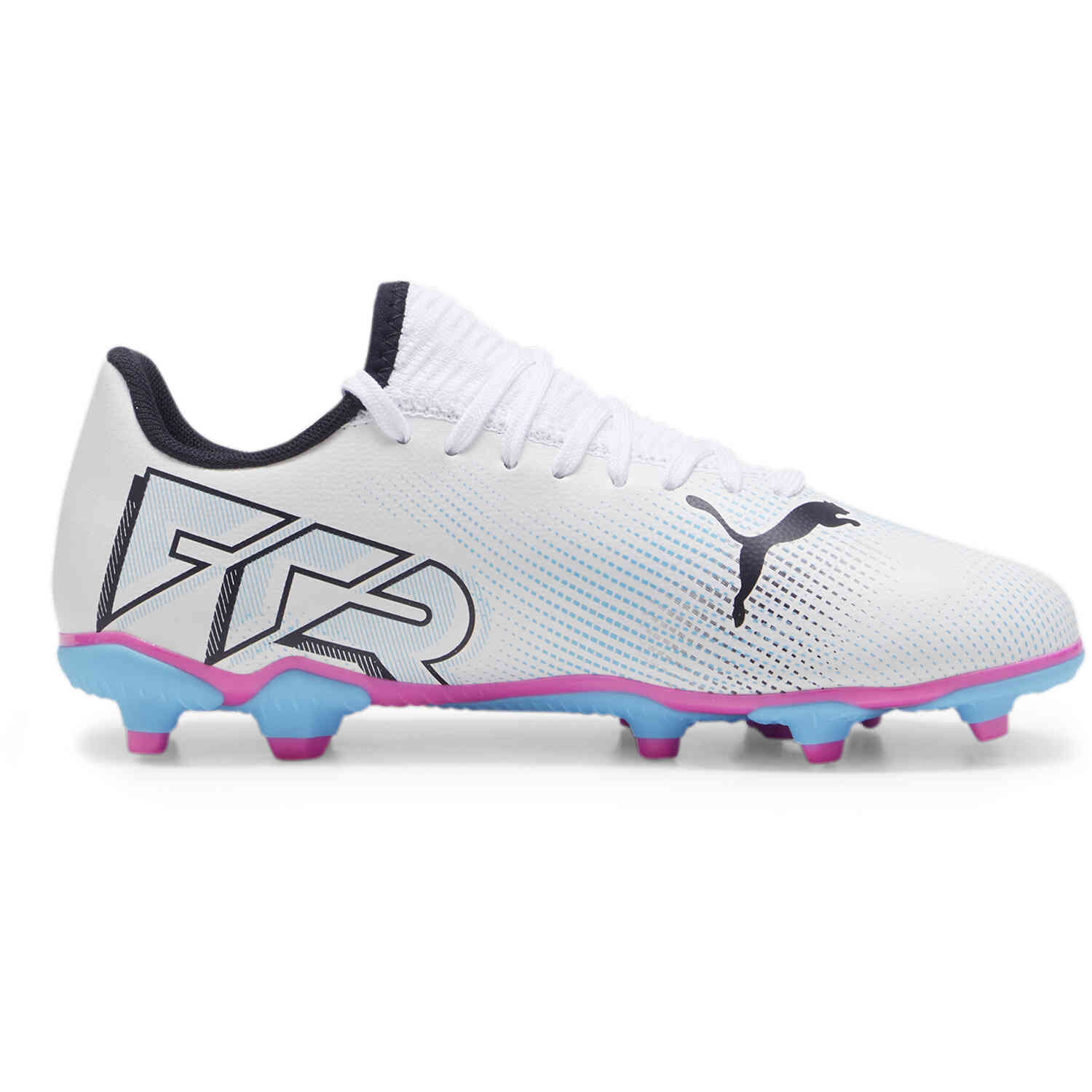 Kids PUMA Future 7 Play FG AG Soccer Cleats PUMA White PUMA Black Poison Pink Soccer Master