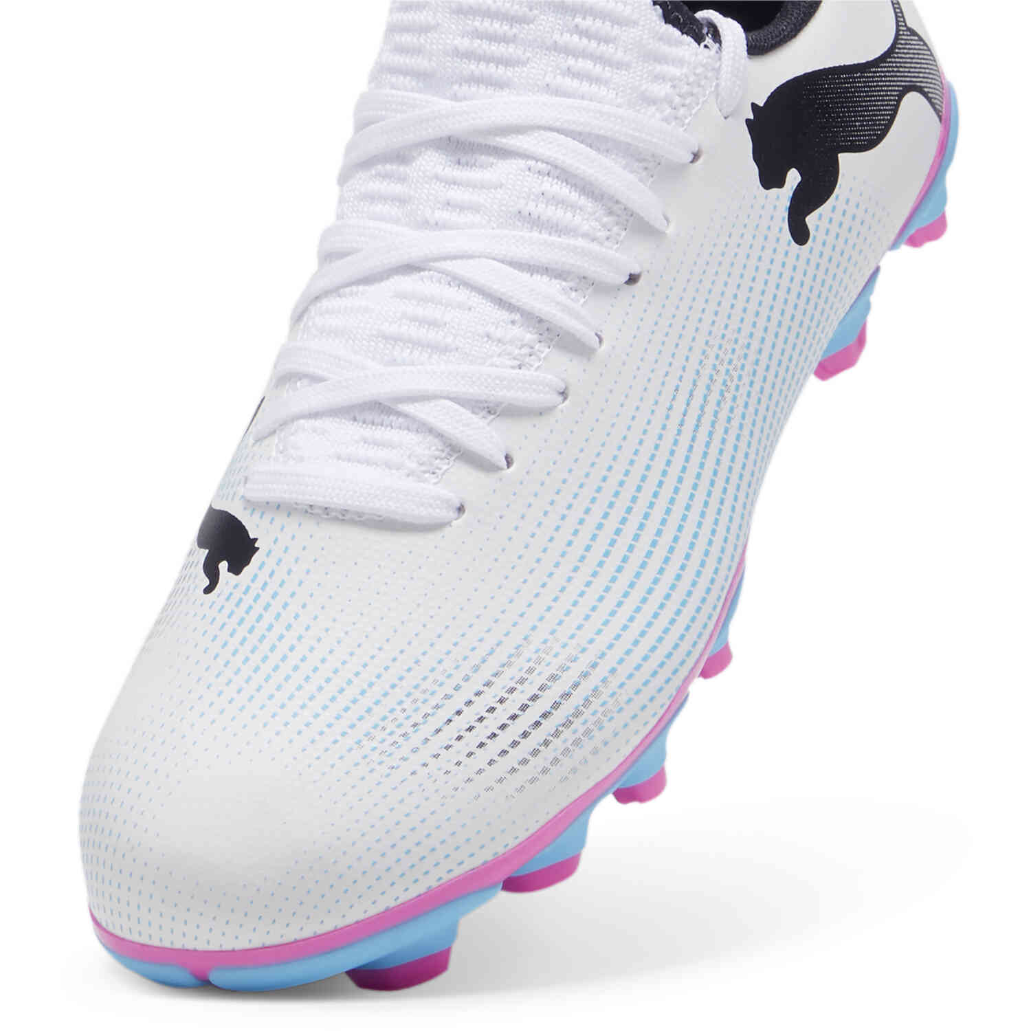 Kids PUMA Future 7 Play FG AG Soccer Cleats PUMA White PUMA Black Poison Pink