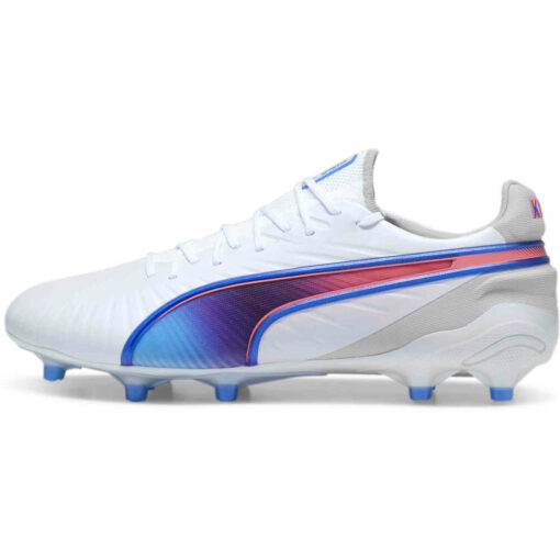 Puma King Ultimate FG - Puma White & Bluemazing with Flat Light Gray with Sunset Glow - Image 2