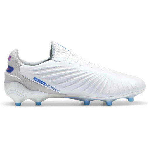 Puma King Ultimate FG - Puma White & Bluemazing with Flat Light Gray with Sunset Glow - Image 3