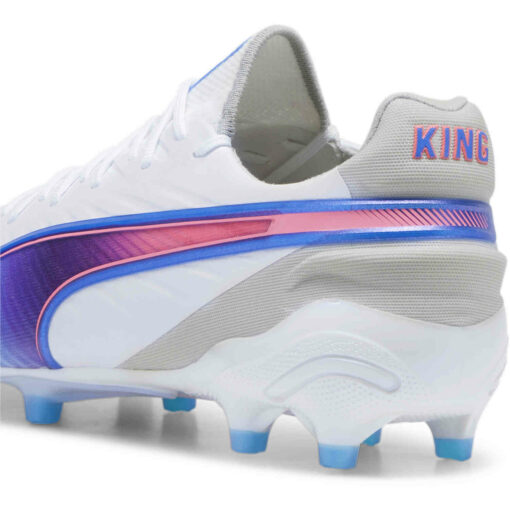Puma King Ultimate FG - Puma White & Bluemazing with Flat Light Gray with Sunset Glow - Image 4