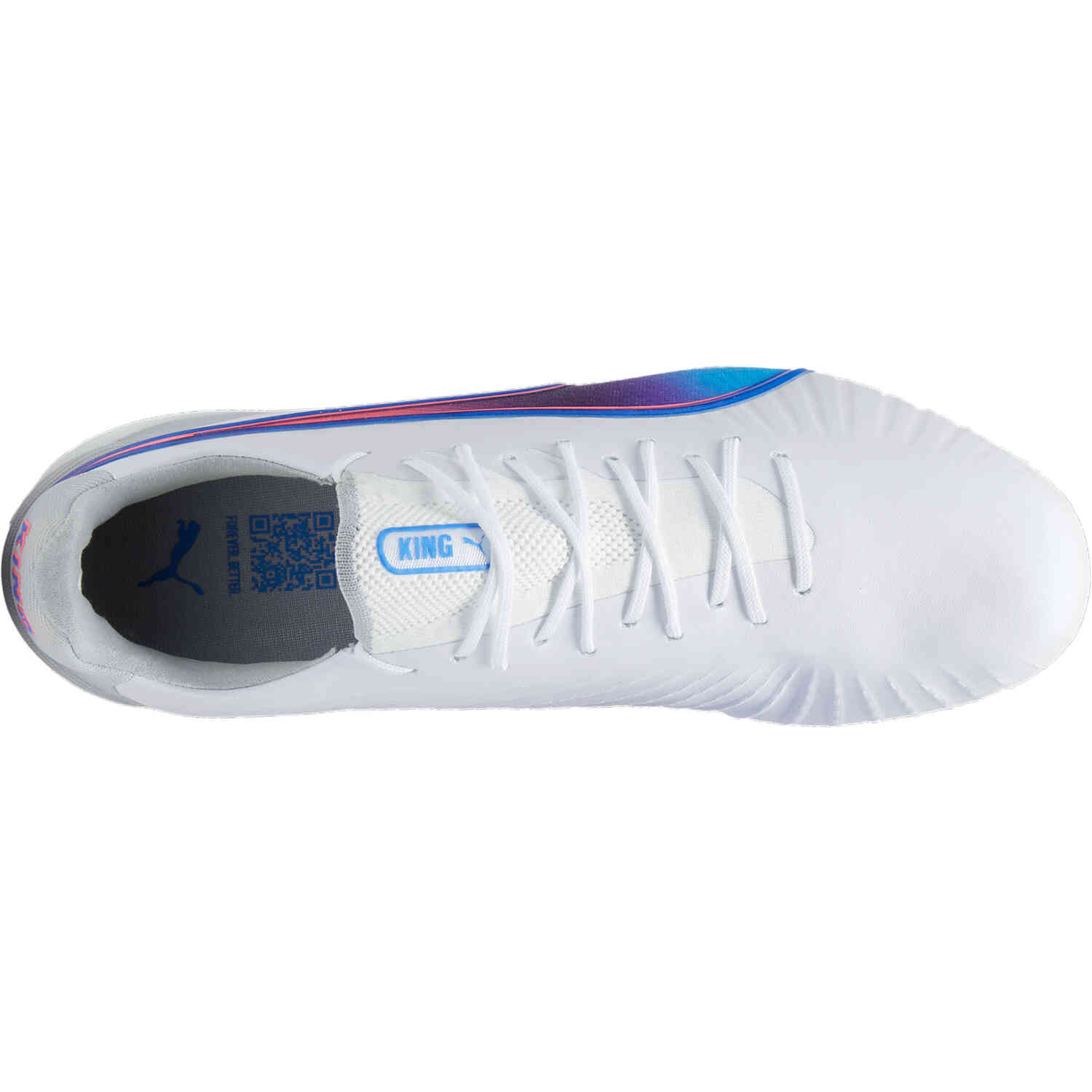 Puma King Ultimate FG Puma White Bluemazing with Flat Light Gray with Sunset Glow Soccer Master