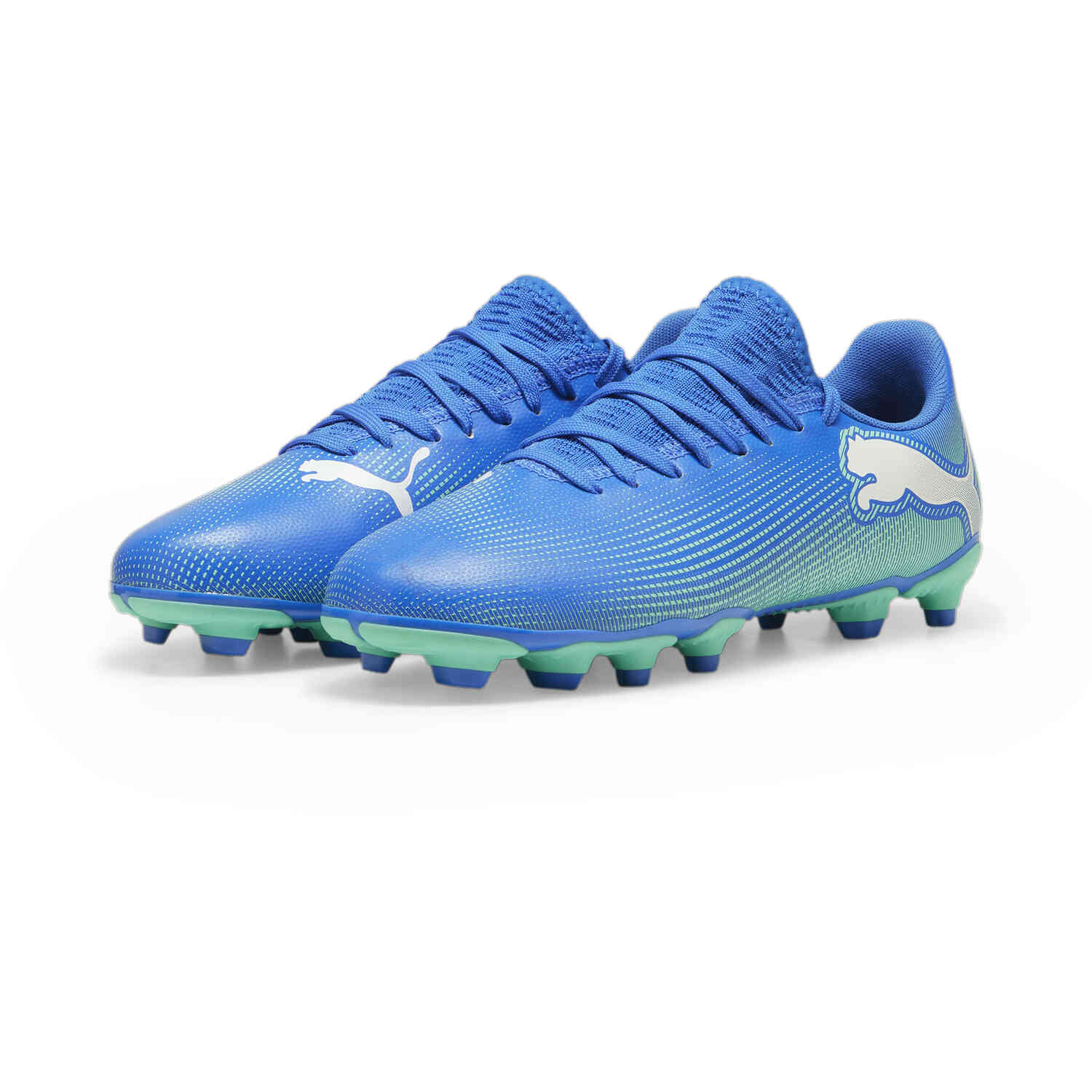 Kids Puma Future 7 Play FG Hyperlink Blue Mint with Puma White Soccer Master