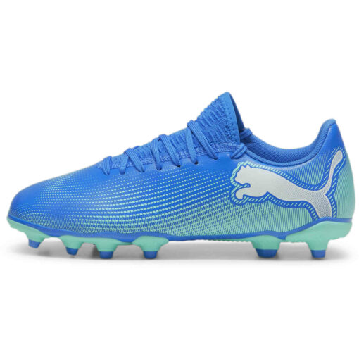 Kids Puma Future 7 Play FG - Hyperlink Blue & Mint with Puma White - Image 2