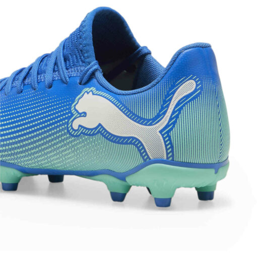 Kids Puma Future 7 Play FG - Hyperlink Blue & Mint with Puma White - Image 4