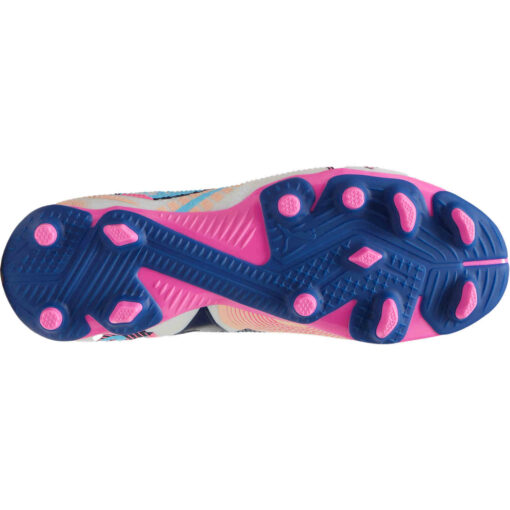 Kids Puma Future 7 Match FG - Puma White & Luminous Blue with Poison Pink with Fizzy Melon - Image 6
