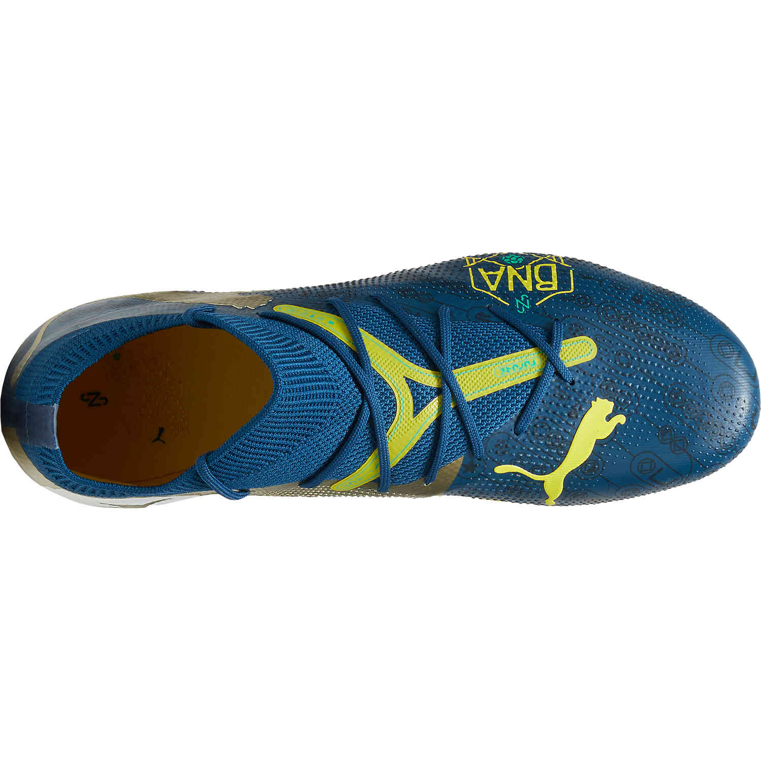 Puma Future 7 Match BNA FG Firm Ground Sailing Blue Marine Blue with Pele Yellow with Grassy Green with Gold Soccer Master