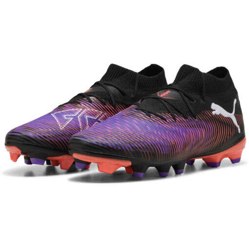 PUMA Future 8 Pro FG - Puma Black & Puma White with Glowing Red
