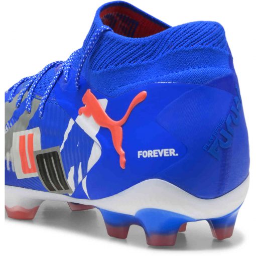 PUMA Future 8 Ultimate FG - Puma White & Ultra Blue with Feather Gray with Puma Black with Glowing Red - Image 4