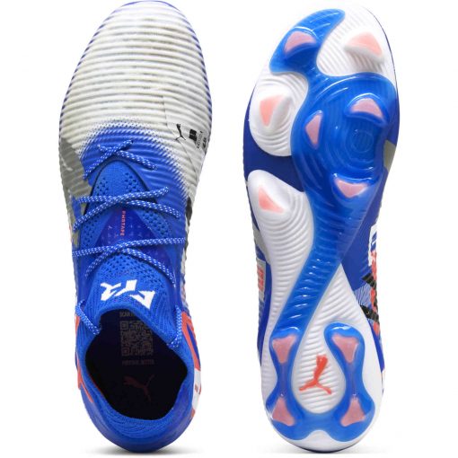 PUMA Future 8 Ultimate FG - Puma White & Ultra Blue with Feather Gray with Puma Black with Glowing Red - Image 6