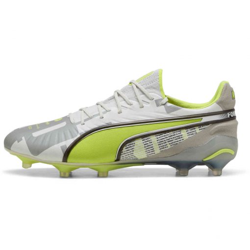 PUMA King Ultimate FG - Feather Gray & Electric Lime with Puma White with Flat Light Gray - Image 2