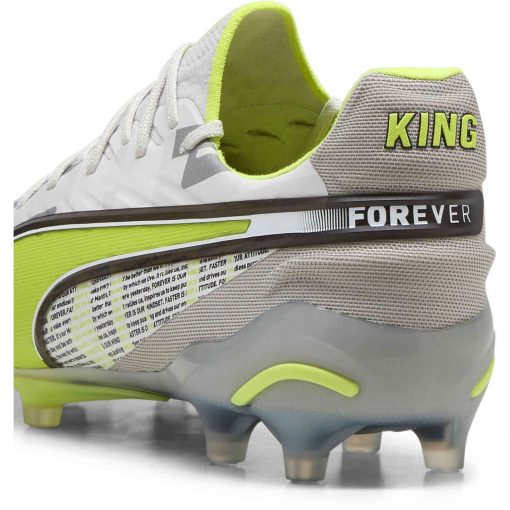 PUMA King Ultimate FG - Feather Gray & Electric Lime with Puma White with Flat Light Gray - Image 4
