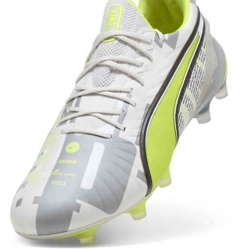 PUMA King Ultimate FG - Feather Gray & Electric Lime with Puma White with Flat Light Gray - Image 5