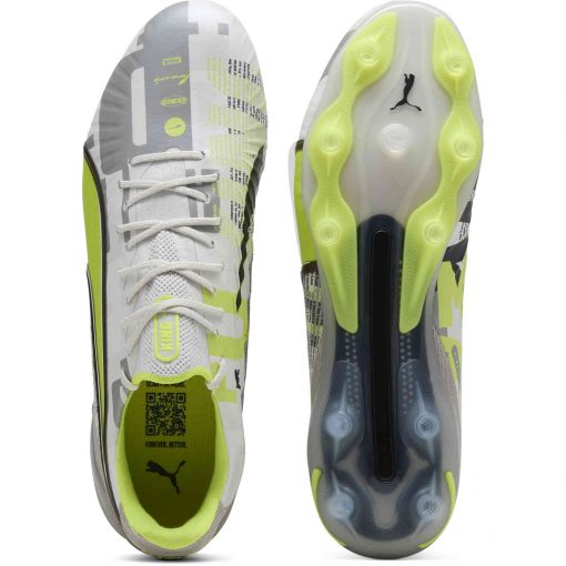 PUMA King Ultimate FG - Feather Gray & Electric Lime with Puma White with Flat Light Gray - Image 6