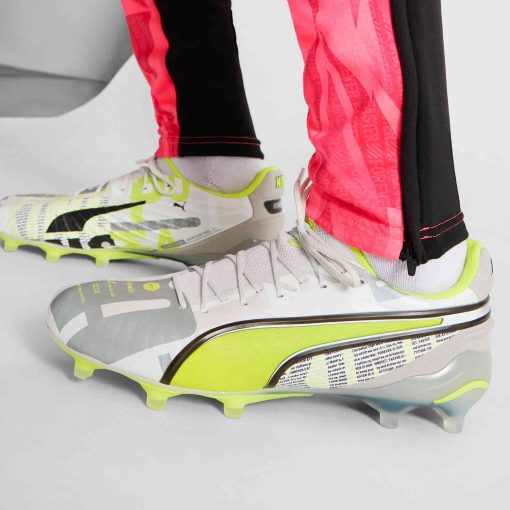PUMA King Ultimate FG - Feather Gray & Electric Lime with Puma White with Flat Light Gray - Image 7