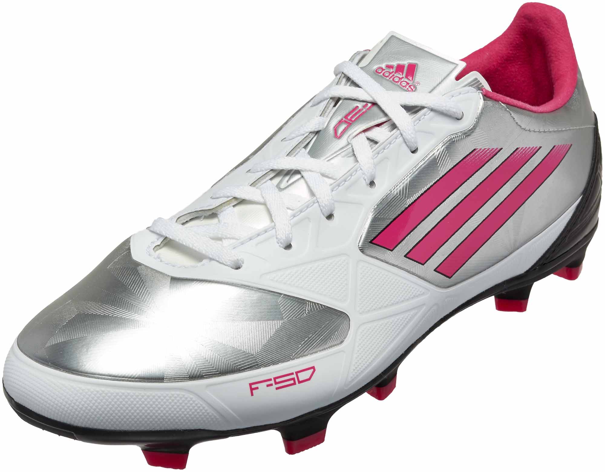 adidas Womens F30 TRX FG Metallic Silver with Bright Pink and