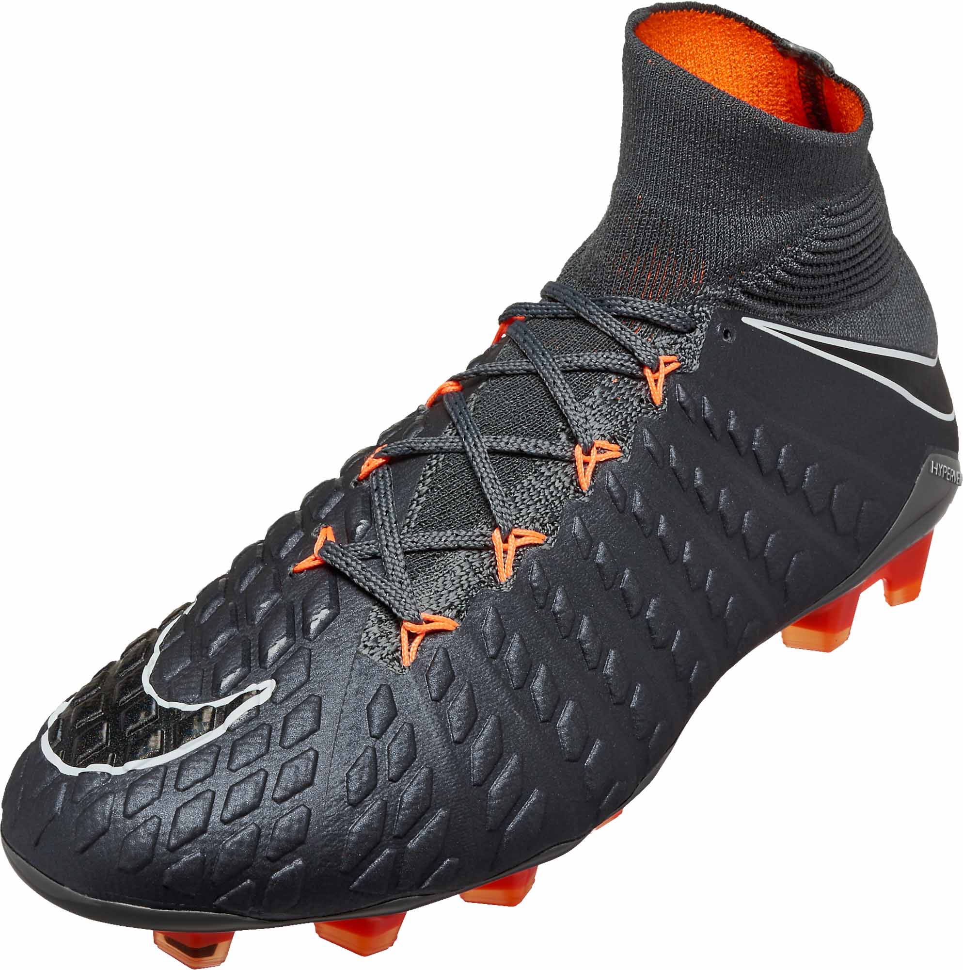 gray and orange soccer cleats