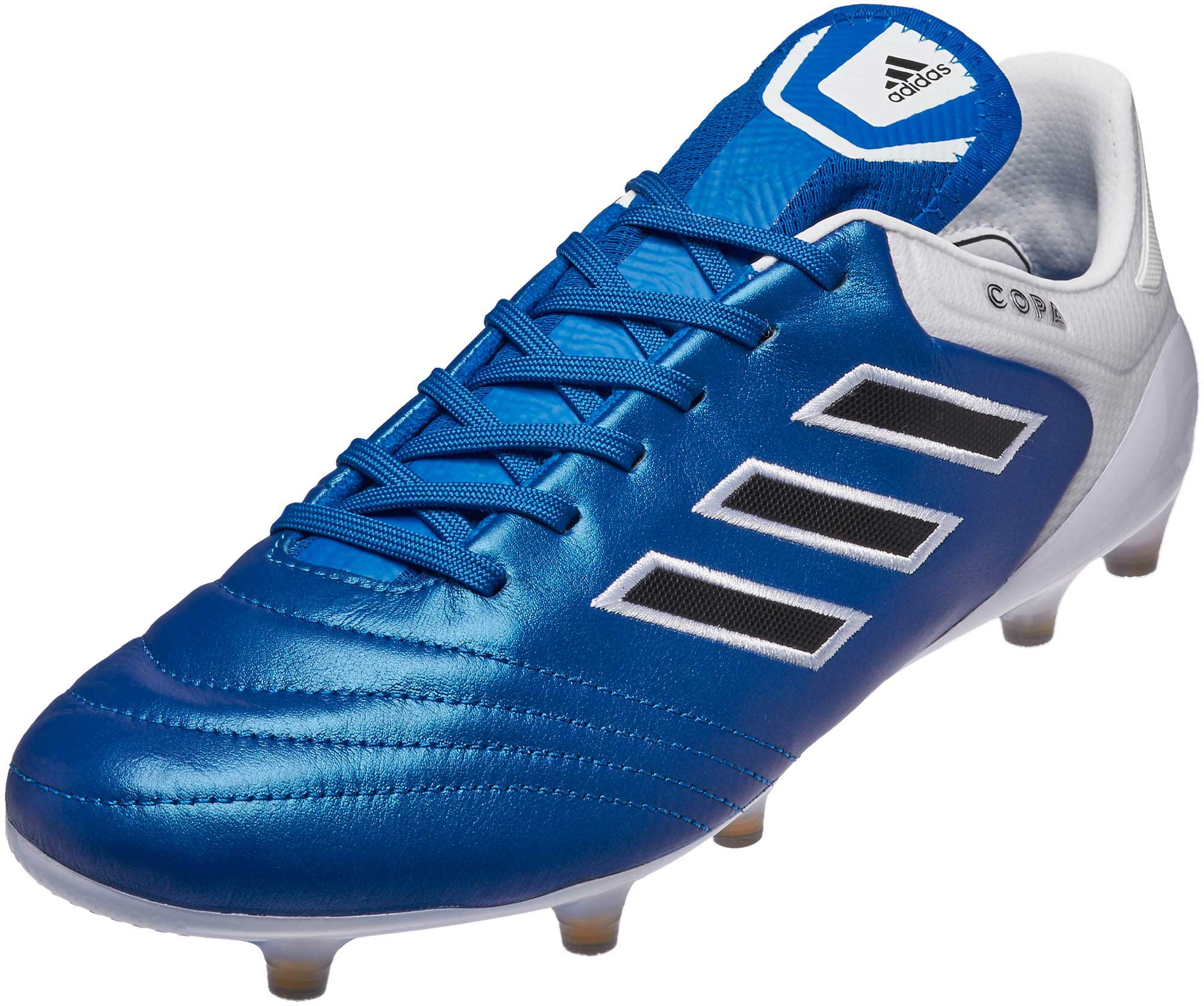 blue and white adidas soccer cleats