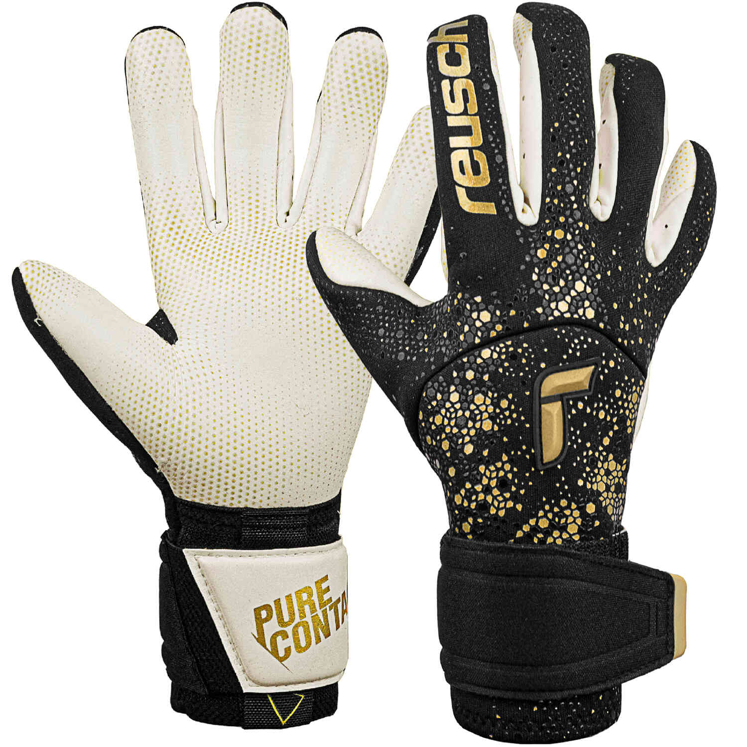 Reusch Pure Contact Gold X Glueprint Goalkeeper Gloves Black Gold Soccer Master