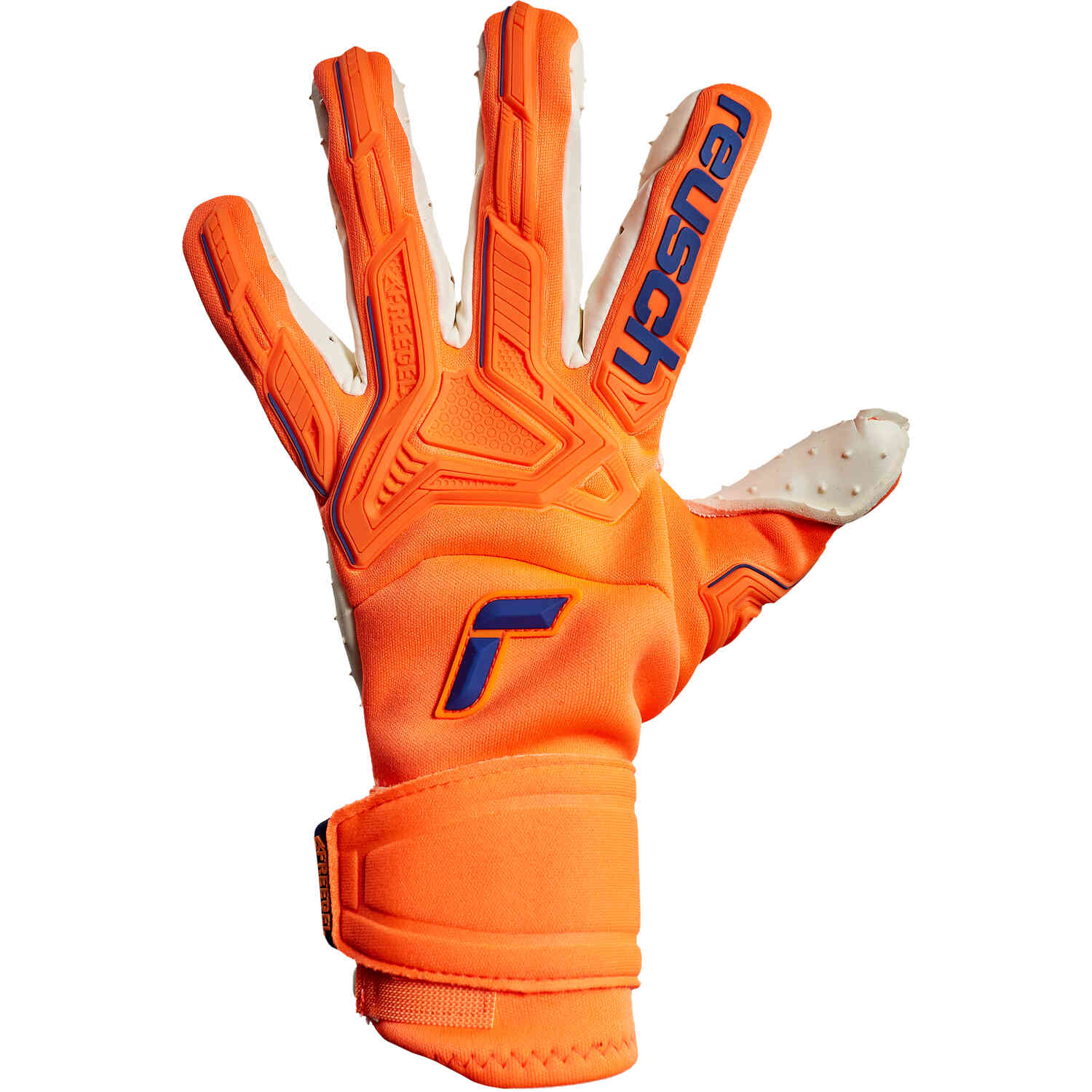 Reusch Attrakt Freegel Speedbump Goalkeeper Gloves - Shocking Orange & Blue  - Soccer Master