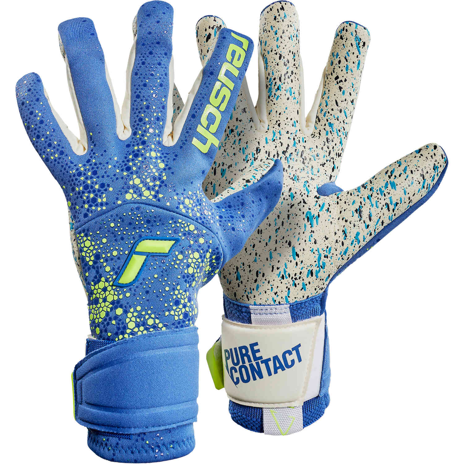 Reusch Pure Contact Fusion Goalkeeper Gloves True Blue Safety Yellow