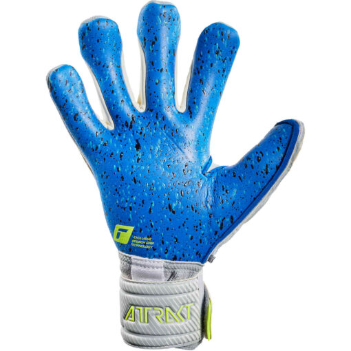 Reusch Attrakt Fusion Ortho-Tec Guardian Goalkeeper Gloves - Vapor Grey, Safety Yellow & Deep Blue - Image 3