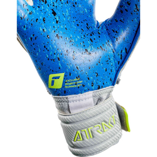 Reusch Attrakt Fusion Ortho-Tec Guardian Goalkeeper Gloves - Vapor Grey, Safety Yellow & Deep Blue - Image 6