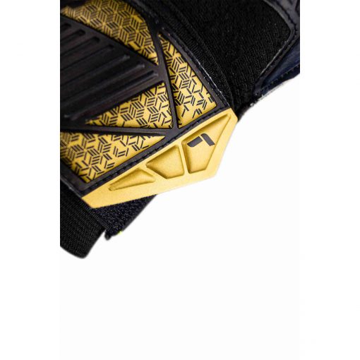 Kids Reusch Attrakt Infinity FS Goalkeeper Gloves - Black & Safety Yellow with Silver - Image 5