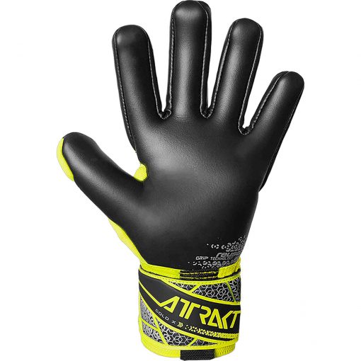 Reusch Attrakt Gold NC Goalkeeper Gloves - Black & Safety Yellow with Silver - Image 3