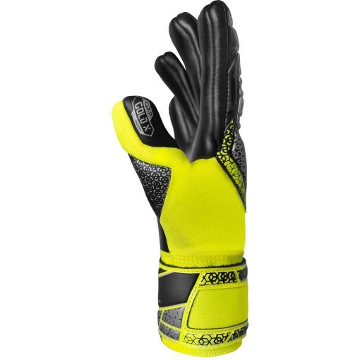Reusch Attrakt Gold NC Goalkeeper Gloves - Black & Safety Yellow with Silver - Image 4