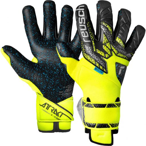 Reusch Attrakt Fusion Guardian Goalkeeper Gloves - Black & Safety Yellow with Silver