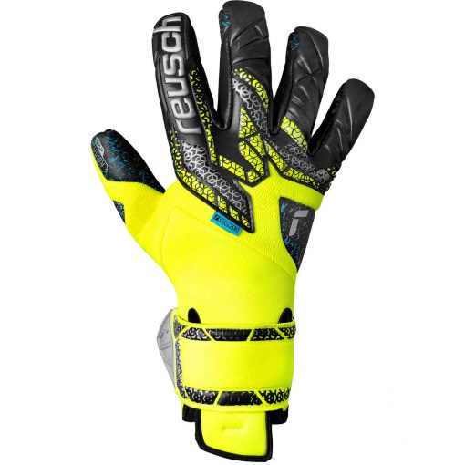 Reusch Attrakt Fusion Guardian Goalkeeper Gloves - Black & Safety Yellow with Silver - Image 2