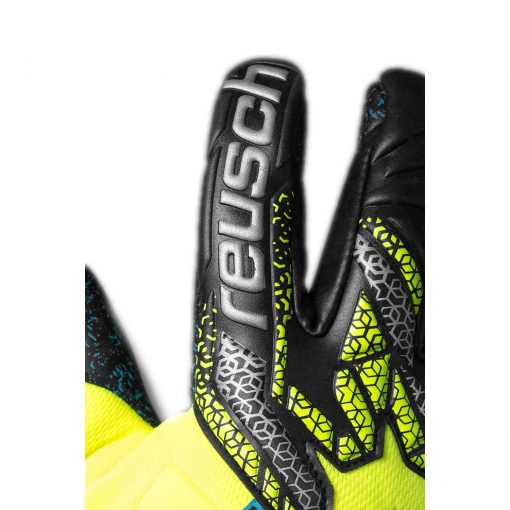 Reusch Attrakt Fusion Guardian Goalkeeper Gloves - Black & Safety Yellow with Silver - Image 5