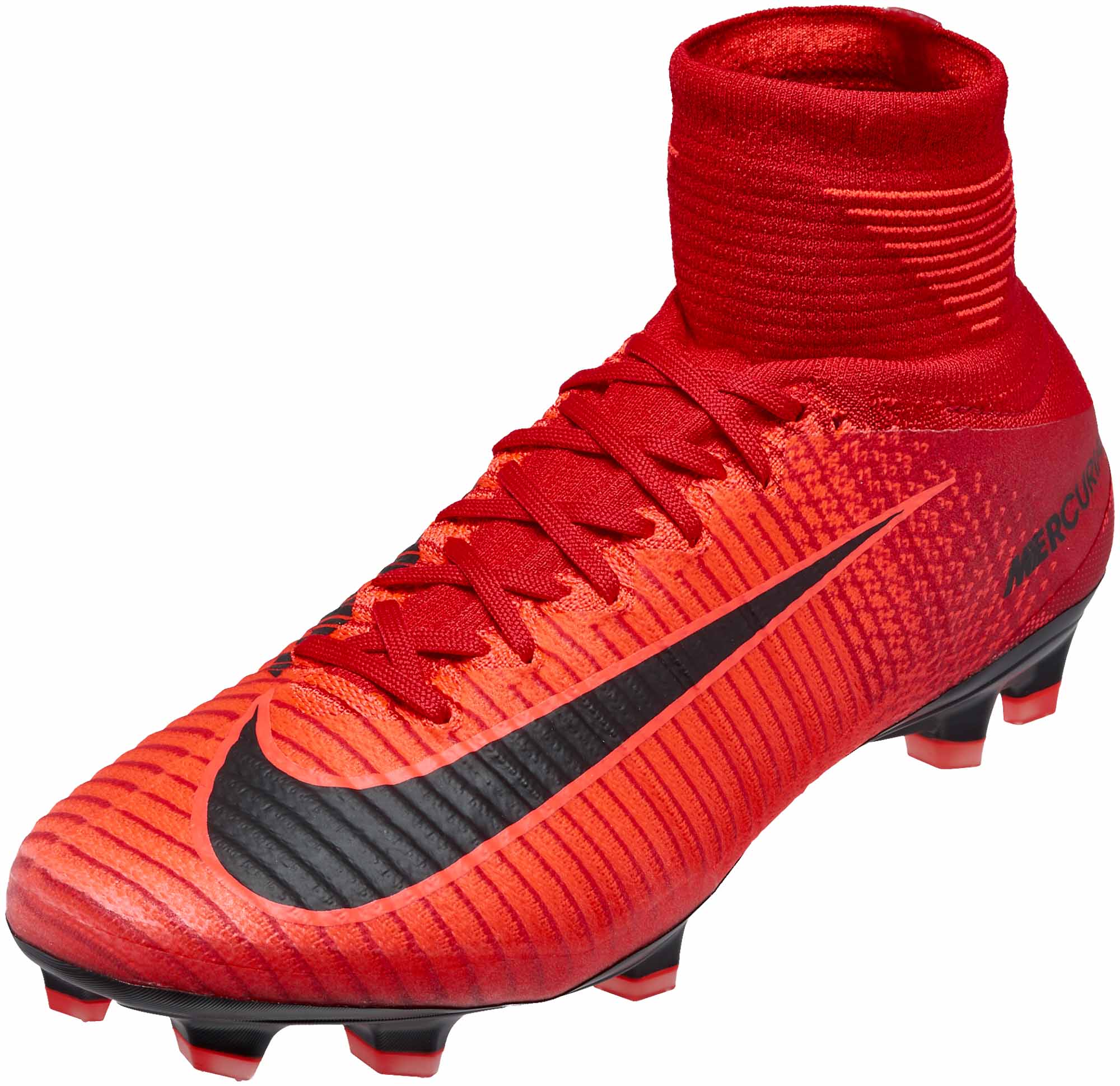 red and black soccer cleats