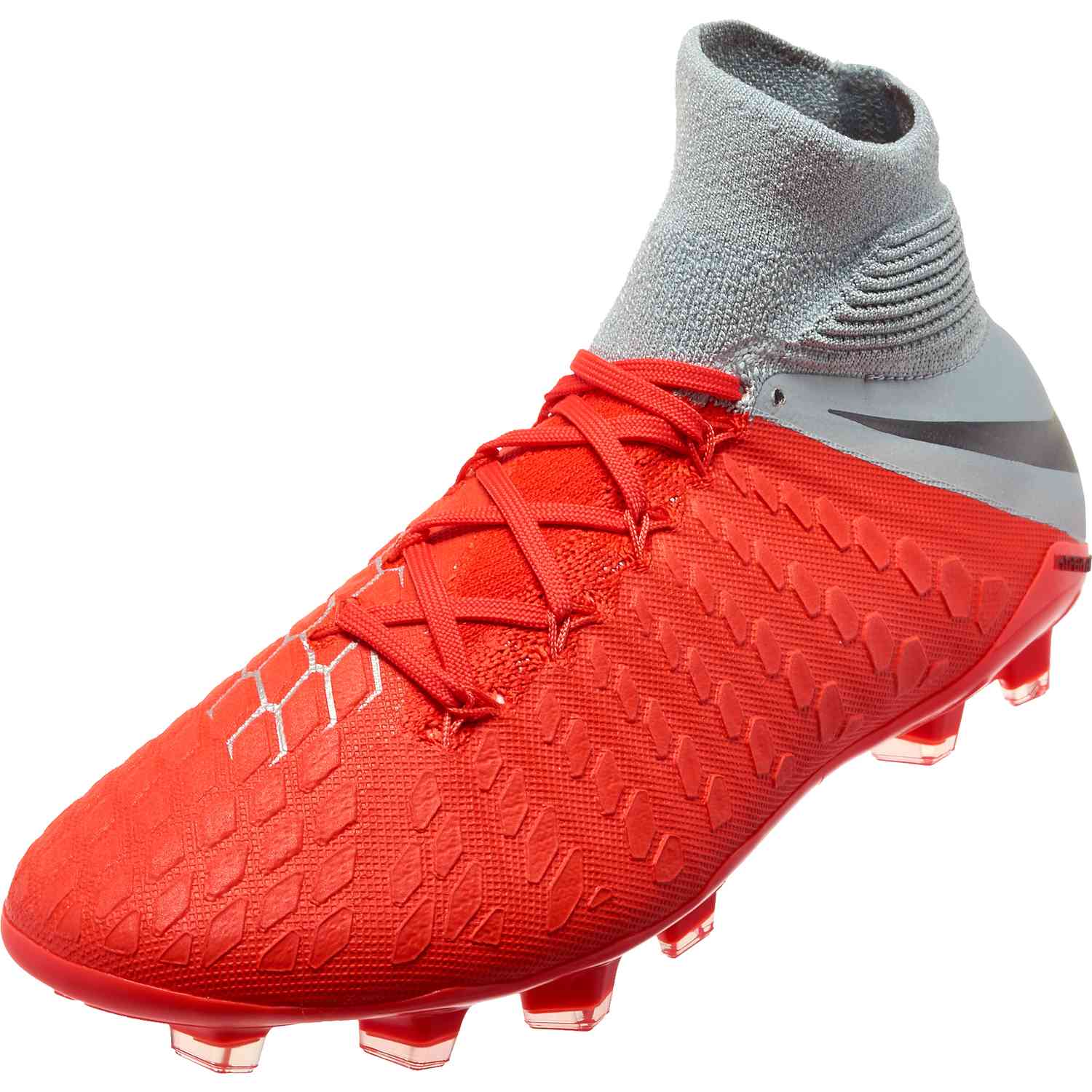 Nike Phantom 3 Elite DF FG - Youth - Light Crimson/Metallic Dark Grey/Wolf Grey - Soccer Master