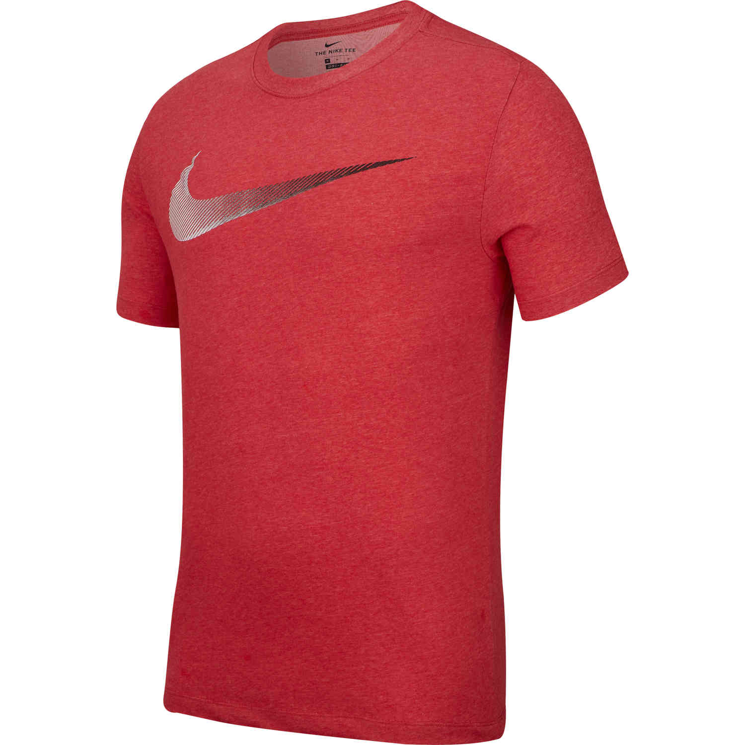white nike shirt with red swoosh
