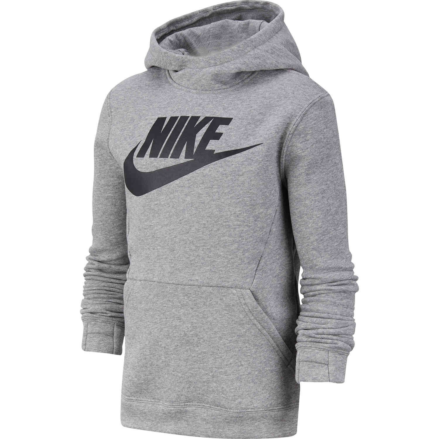 Kids Nike Sportswear Pullover Fleece Hoodie Dark Grey Heather/Black - Soccer Master