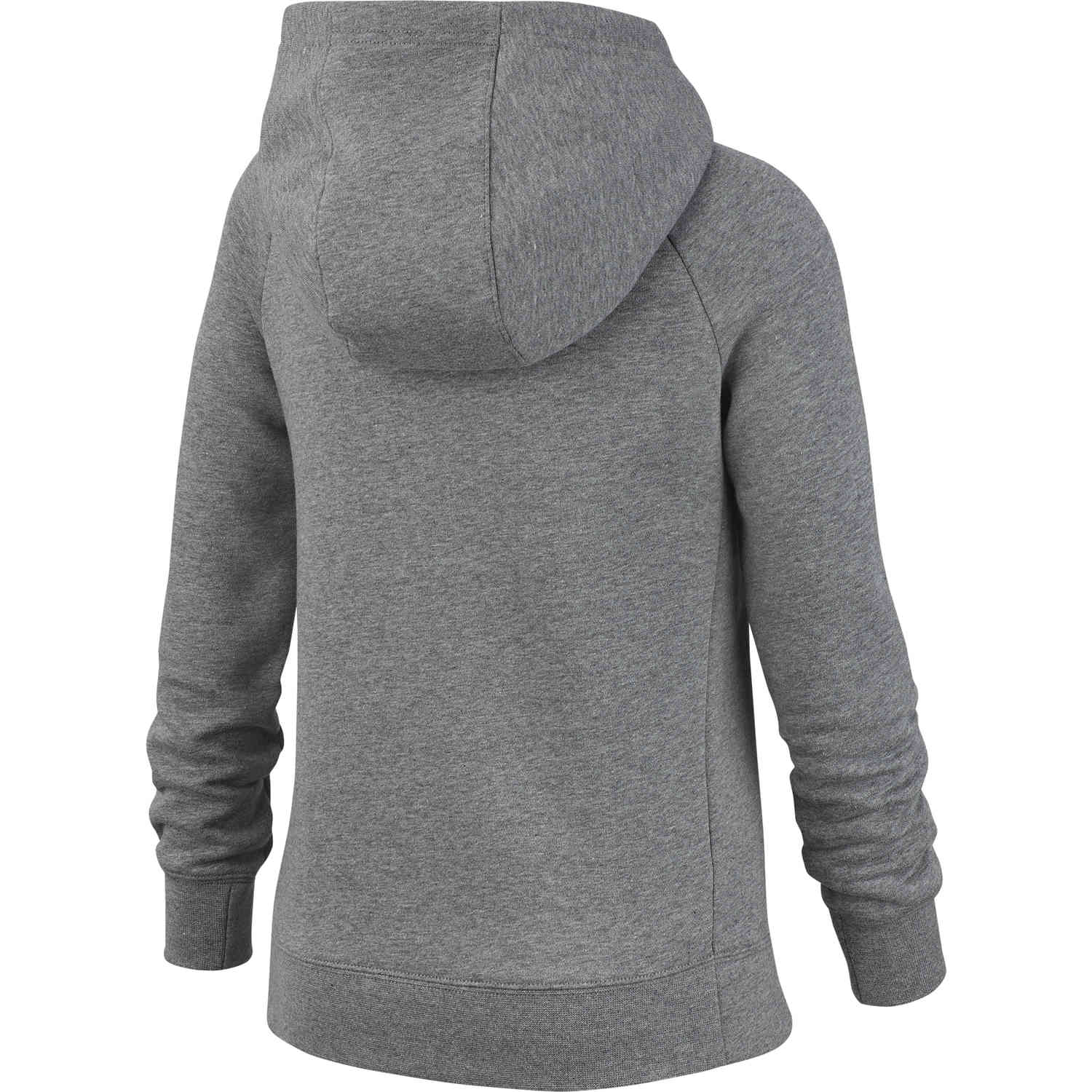 Girls Nike Fleece Full-zip Hoodie - Carbon Heather/White - Soccer Master